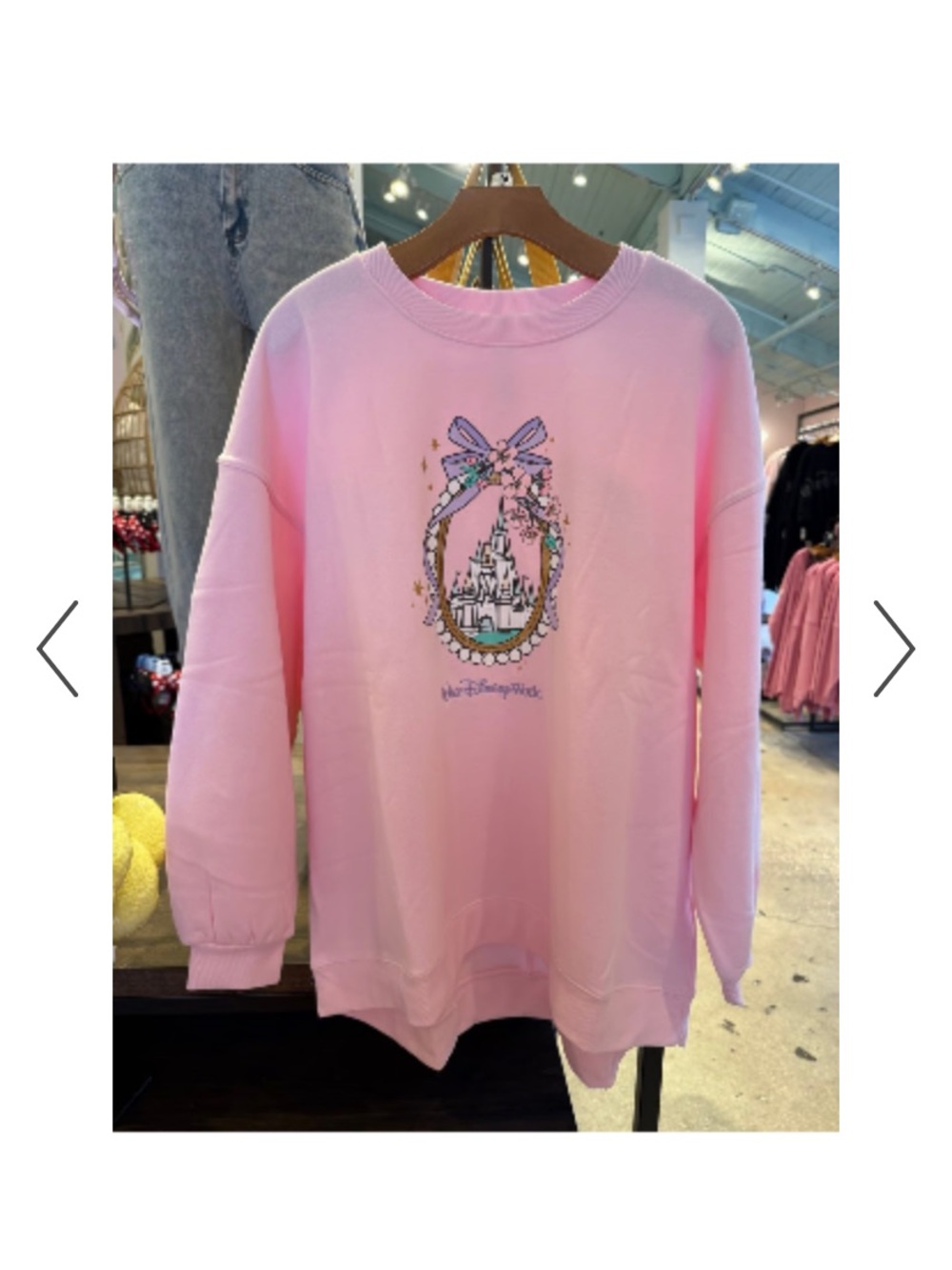 Disney Castle Bow Pink Sweatshirt!  Medium!  NWOT!